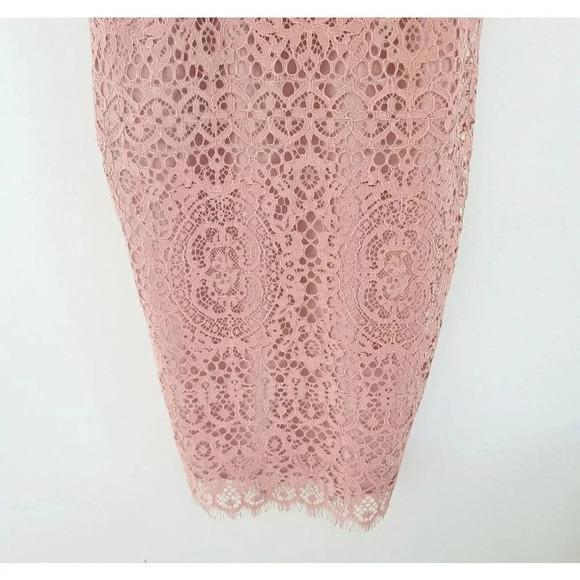 ASOS DESIGN Petite Square Neck Pencil Sheath Midi Lace Blush Pink Dress 0 XS NWT - Picture 5 of 14